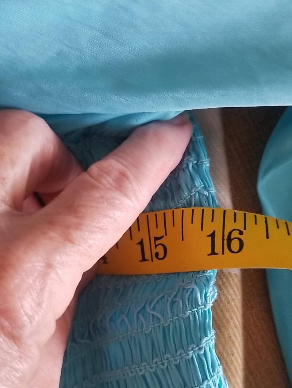 Boston Proper Turquoise Smocked Peasant Tunic - Picture 7 of 9